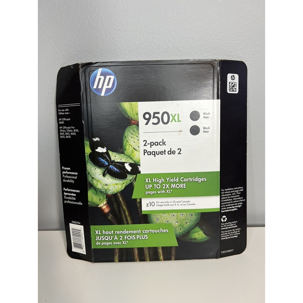 Genuine HP 950XL High Yield -‎ 2 Pack - Black Retail Box - Warranty Date 12/2021